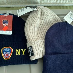 Bonnets . 3 pcs (color black, blue and cream) Brand new with tags.